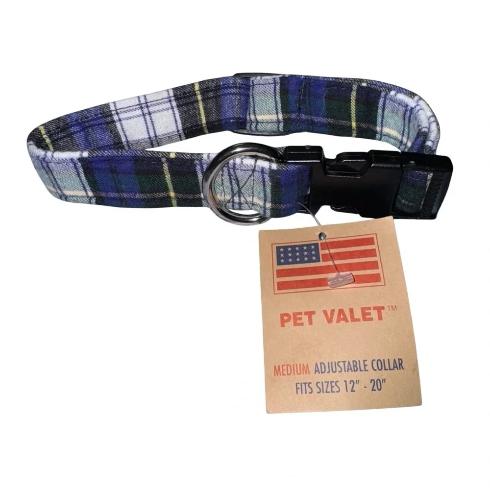 NWT Pet Valet Plaid Dog Collar SIZE Medium 12”-20”